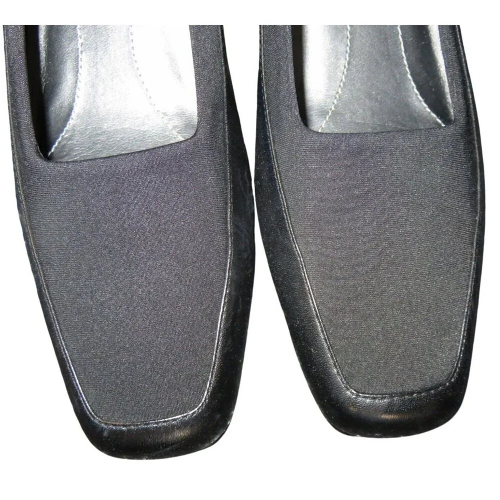 Naturalizer Black Block Heeled Fabric Upper Loafers Comfort footbed technology 7
